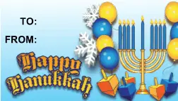 Happy Hanukkah Balloons gift tag