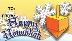 Happy Hanukkah Dreidel gift tag