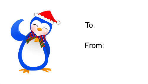 Penguin (white background) gift tag