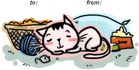 Sleeping Cat gift tag