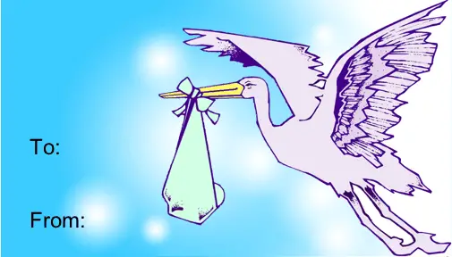 Stork gift tag
