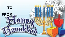 Happy Hanukkah Snowflakes gift tag