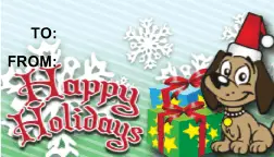 Happy Holidays Puppy gift tag