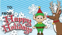 Happy Holidays Reindeer gift tag