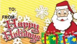 Happy Holidays Santa Claus gift tag