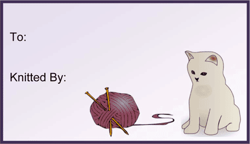 Knitted By Kitten gift tag