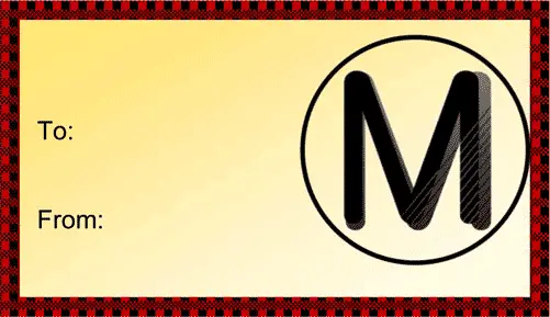 Monogram M gift tag