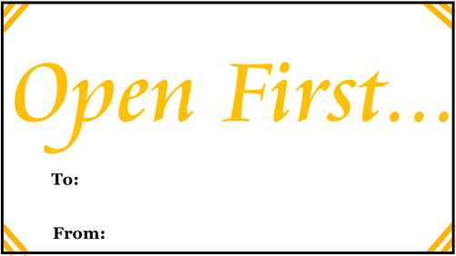 Open First Gift Tag gift tag