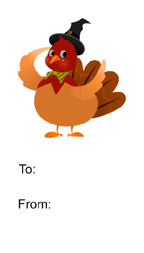 Turkey (white background) gift tag