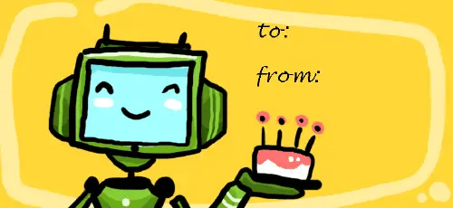 Birthday Robot gift tag