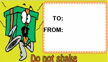 Do Not Shake gift tag