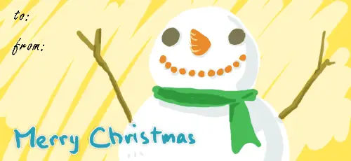 A Very Merry Snowman gift tag