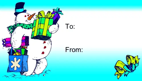 Snowman Shopping gift tag