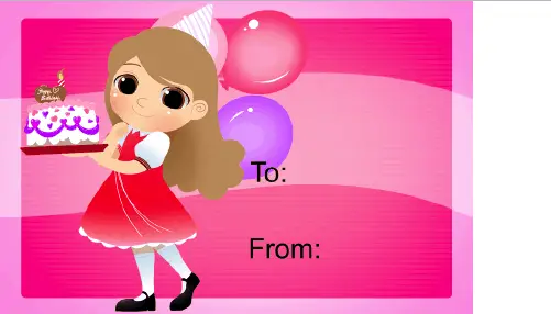 Birthday Girl Cake Candle Gift Tag gift tag