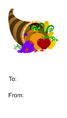 Cornucopia (white background) gift tag