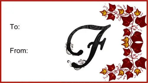 Monogram F Script gift tag