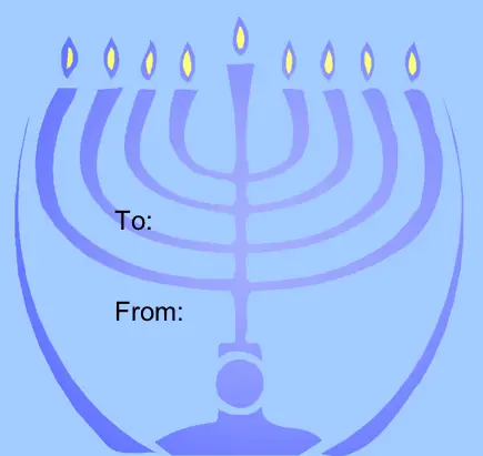 Hanukkah Menorah gift tag
