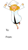 Graduation Girl Leaping (white background) Gift Tag