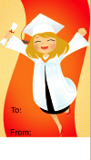 Graduation Girl Leaping Gift Tag